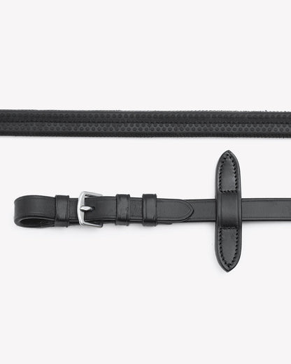 Premier Equine Stefano Black Rubber Reins: Leather Horse Riding Reins for Equestrian Use | Equiflair