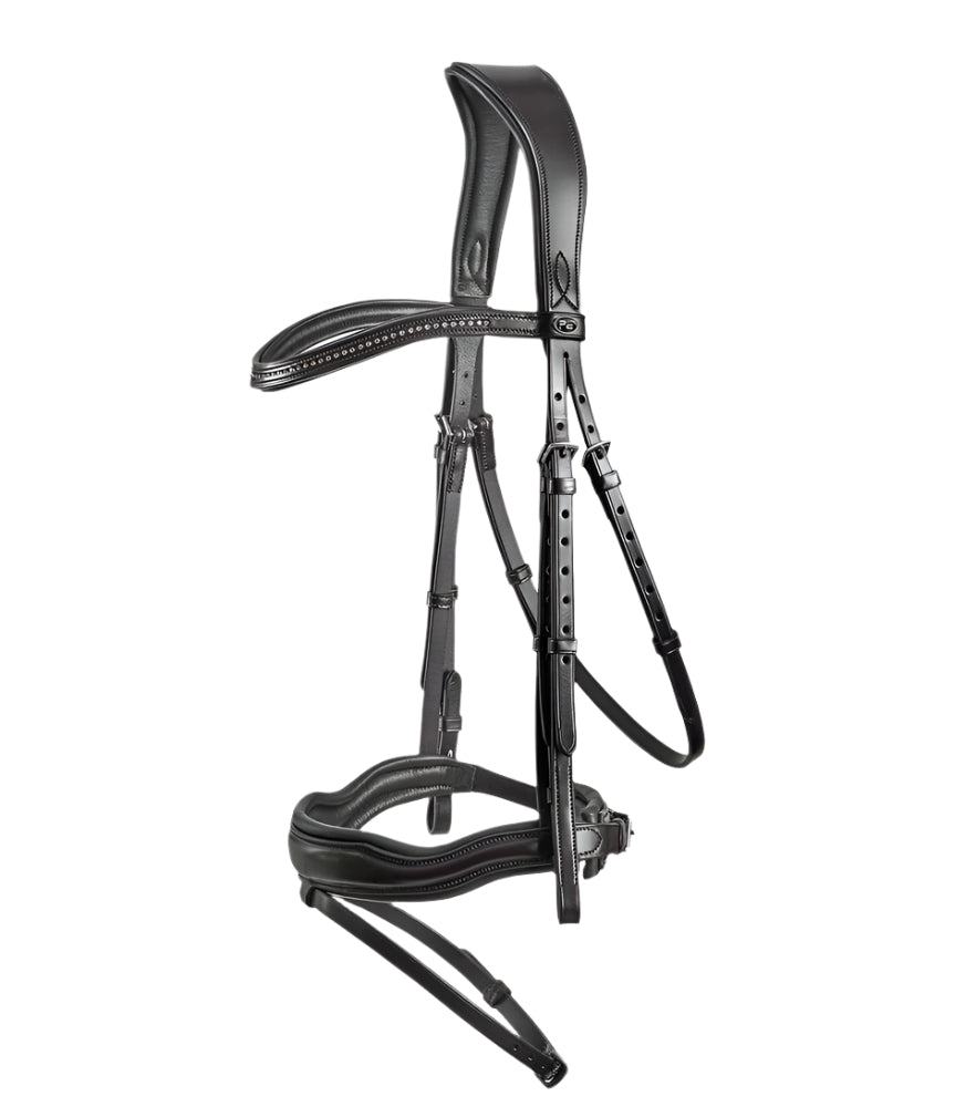 Premier Equine Stellazio Anatomic Snaffle Bridle with Flash - Black Leather Horse Bridle for Comfort & Performance