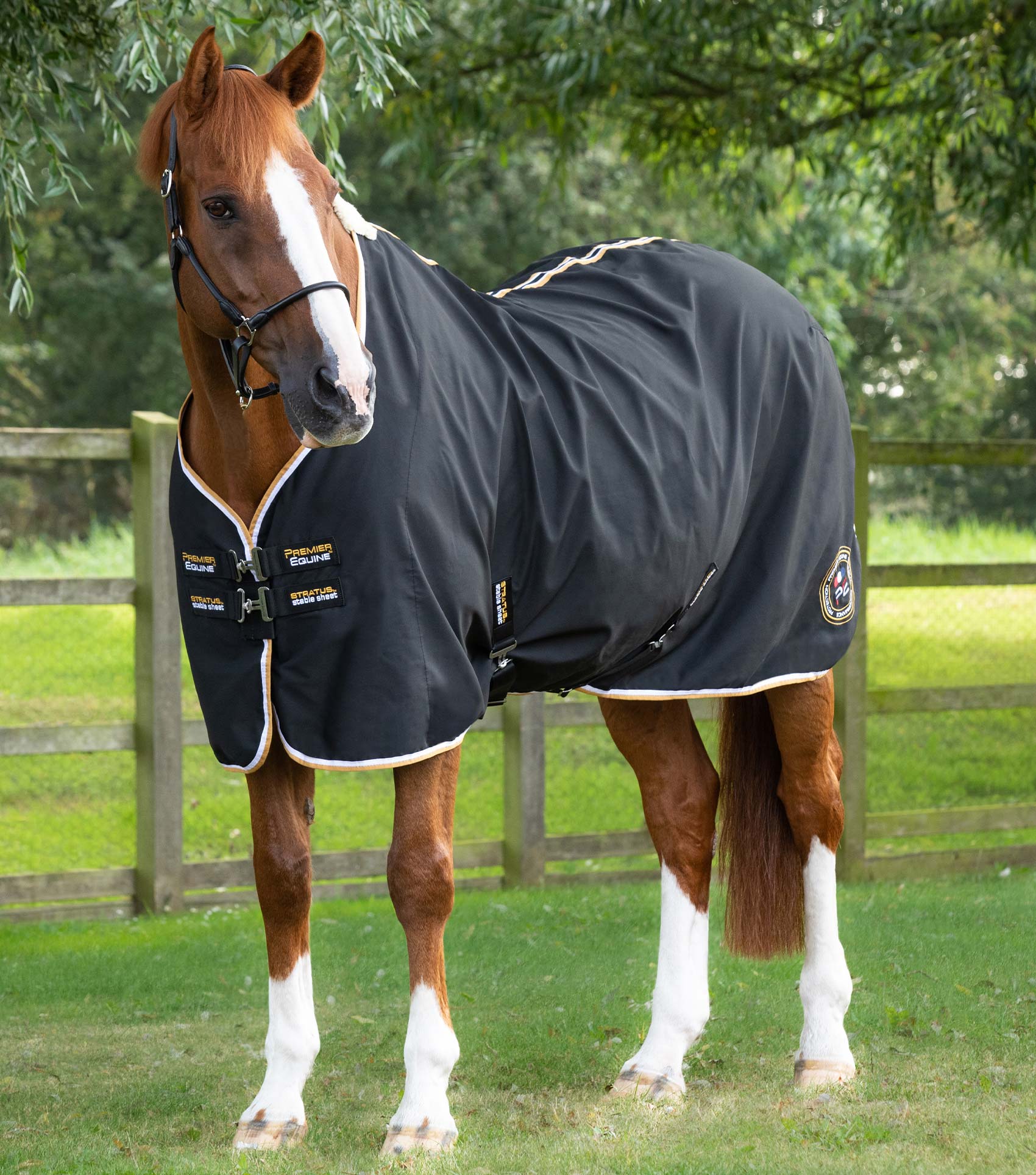Premier Equine Stratus Stable Sheet - Black Horse Blanket, Breathable & Moisture Wicking