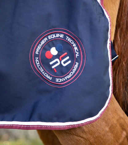 PREMIER EQUINE STRATUS Stable Sheet NAVY Logo | Horse Rug Quick Drying