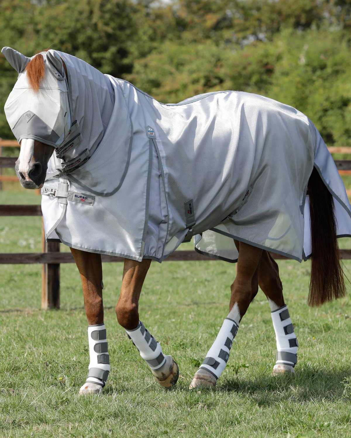 Premier Equine Super Lite Fly Rug with Surcingles Silver