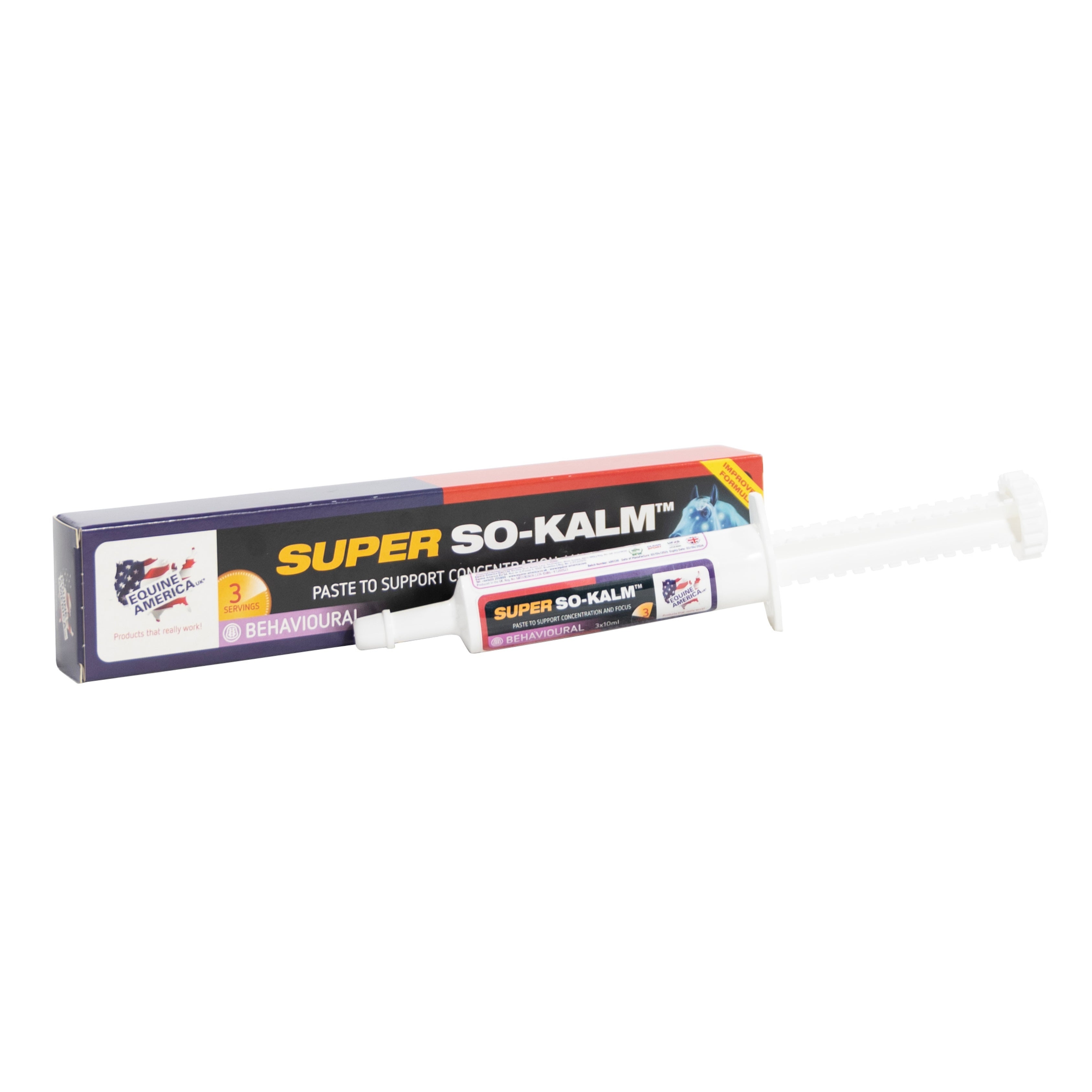 Equine America Super So Kalm Paste 3x10ml syringe - horse calming and focus supplement