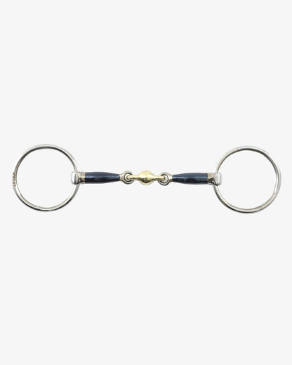 Blue Sweet Iron Loose Ring Snaffle Bit with Brass Alloy Lozenge - Equestrian Horse Bit