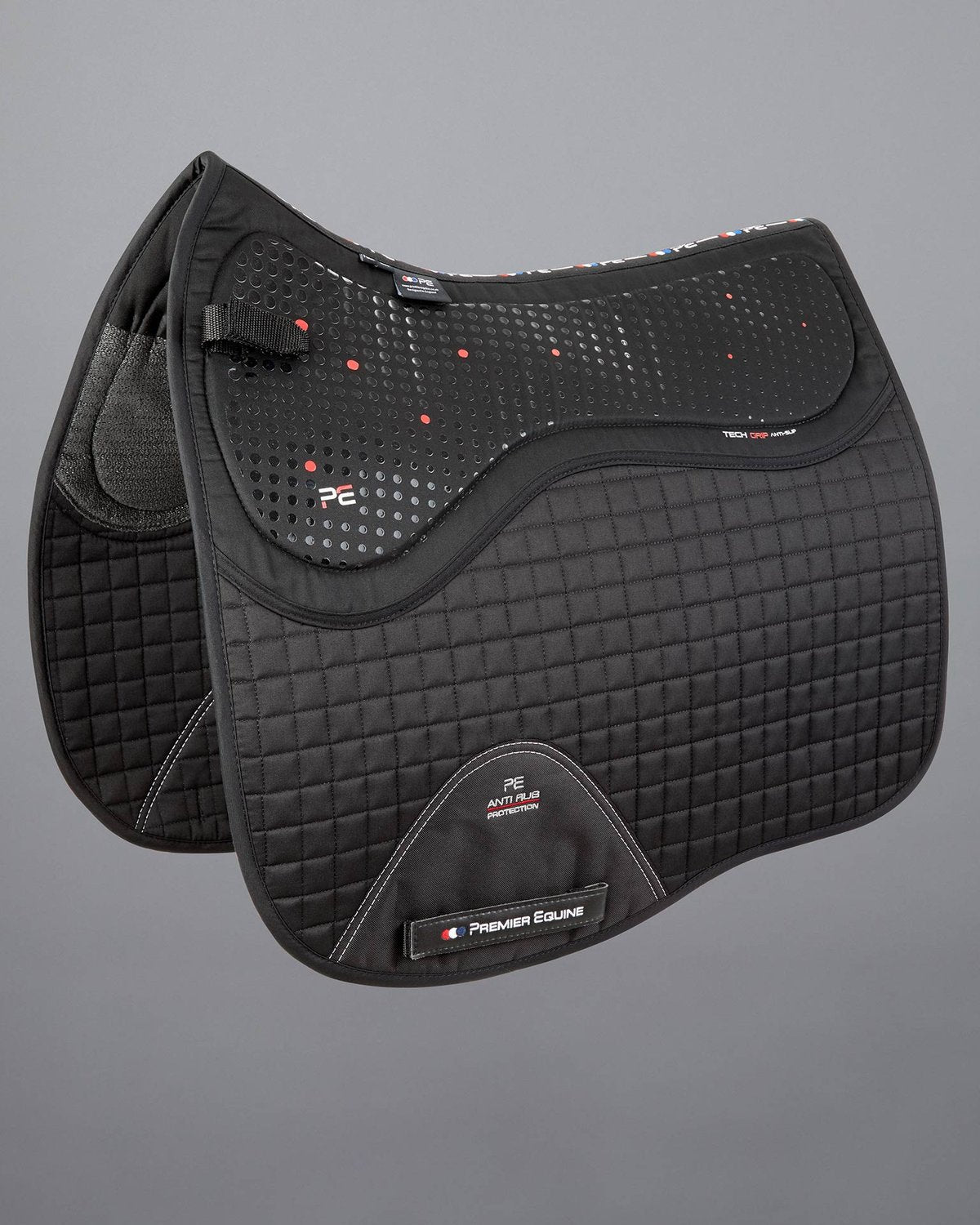 PREMIER EQUINE CLOSE CONTACT TECH GRIP PRO ANTI-SLIP SADDLE PAD - Dressage Square Black