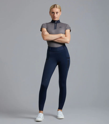 Premier Equine Amia Ladies Riding Top - Anthracite Grey. Short Sleeve Technical Equestrian Shirt.