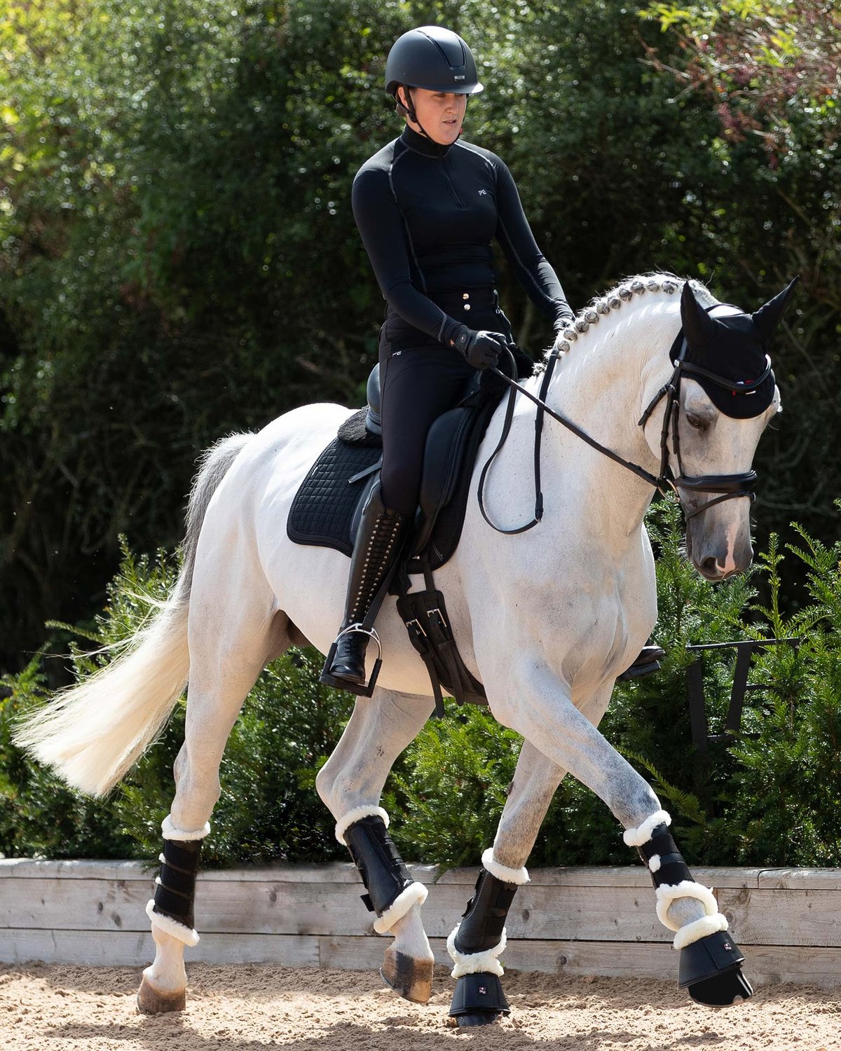 Equestrian: PREMIER EQUINE TECHNO WOOL Brushing Boots Black. Horse riding equipment, Carbon tech microfibre leather, Techno Wool lining.