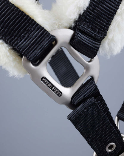 Premier Equine Techno Wool Lined Head Collar - Black Horse Halter, Adjustable, Comfortable Horse Headwear
