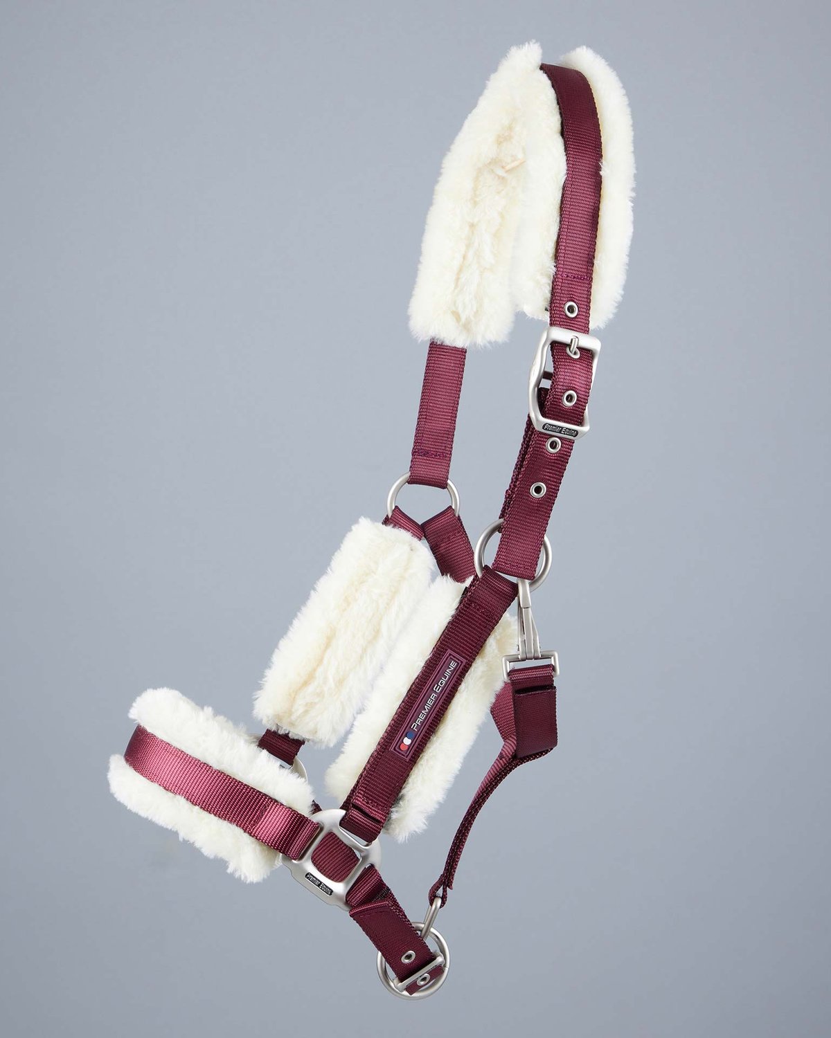 Premier Equine Techno Wool Lined Head Collar Burgundy