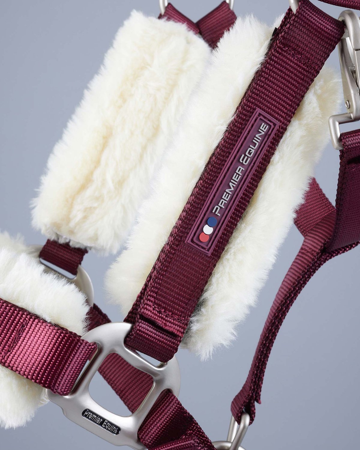 Premier Equine Techno Wool Lined Head Collar Burgundy: Comfortable & Adjustable Horse Halter