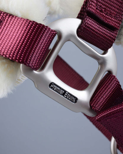 Premier Equine Techno Wool Lined Head Collar Burgundy
