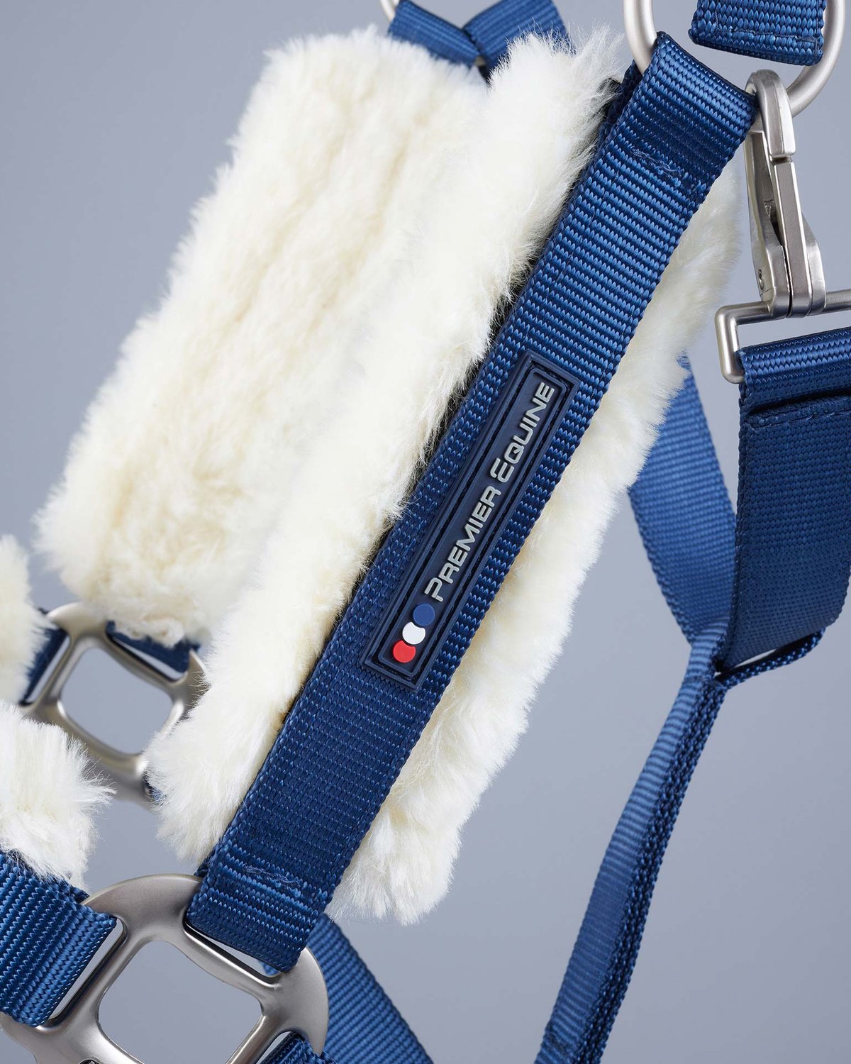Premier Equine Navy Horse Head Collar: Wool Lined, Adjustable. Comfortable & Stylish equestrian headwear.