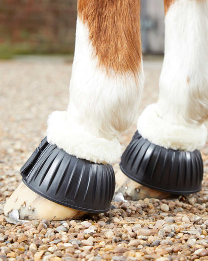 Premier Equine Techno Wool Rubber Bell Over Reach Boots Black - Horse Boots