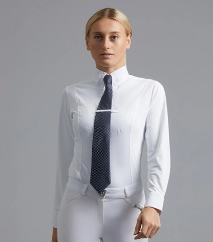PREMIER EQUINE Ladies Riding Shirt - White Show Shirt, Equestrian Competition Apparel.