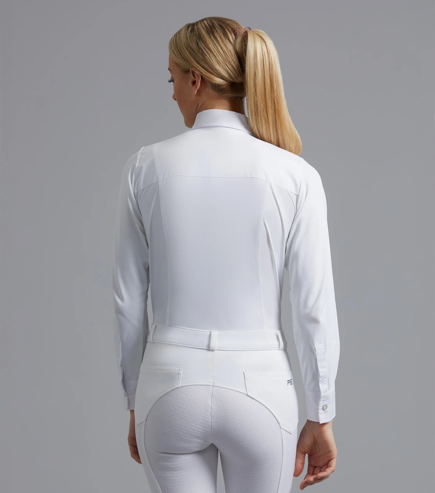 Premier Equine Tessa White Ladies Long Sleeve Riding Shirt - Equestrian Competition Apparel