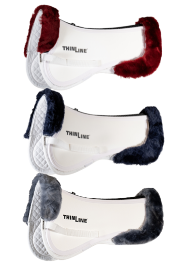 ThinLine Trifecta Expressions Half Pad w/ interchangeable Ruby, Sapphire, Platinum trims - equestrian comfort & shock absorption.