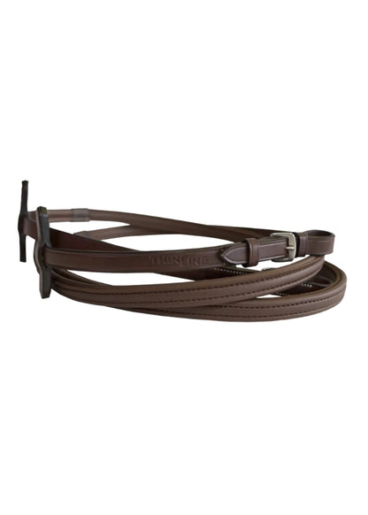 Thinline English Reins Non-Slip Grip Buckle Without Stoppers Brown Leather Equestrian Riding Equipment - Horse Leather…