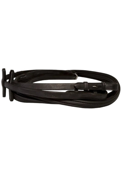 Black ThinLine English Reins: Non-Slip Grip, Stud Hook - Equestrian Horse Riding Equipment - Leatherwork…