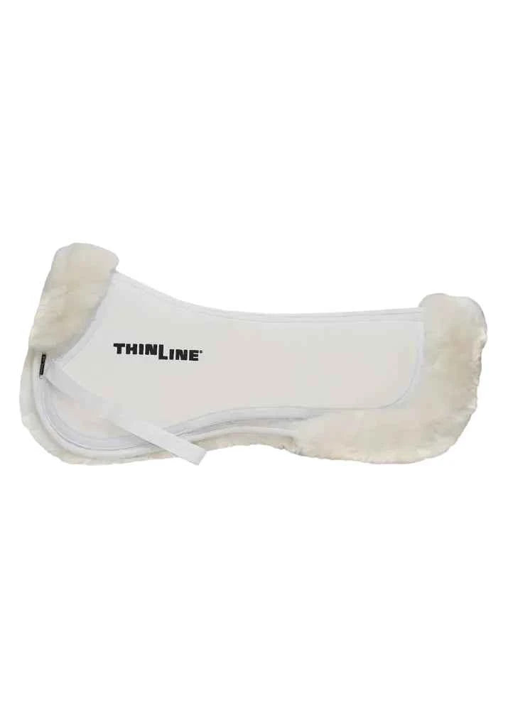ThinLine Full Sheepskin Comfort Half Pad - White equestrian saddle pad for shock absorption & horse comfort.