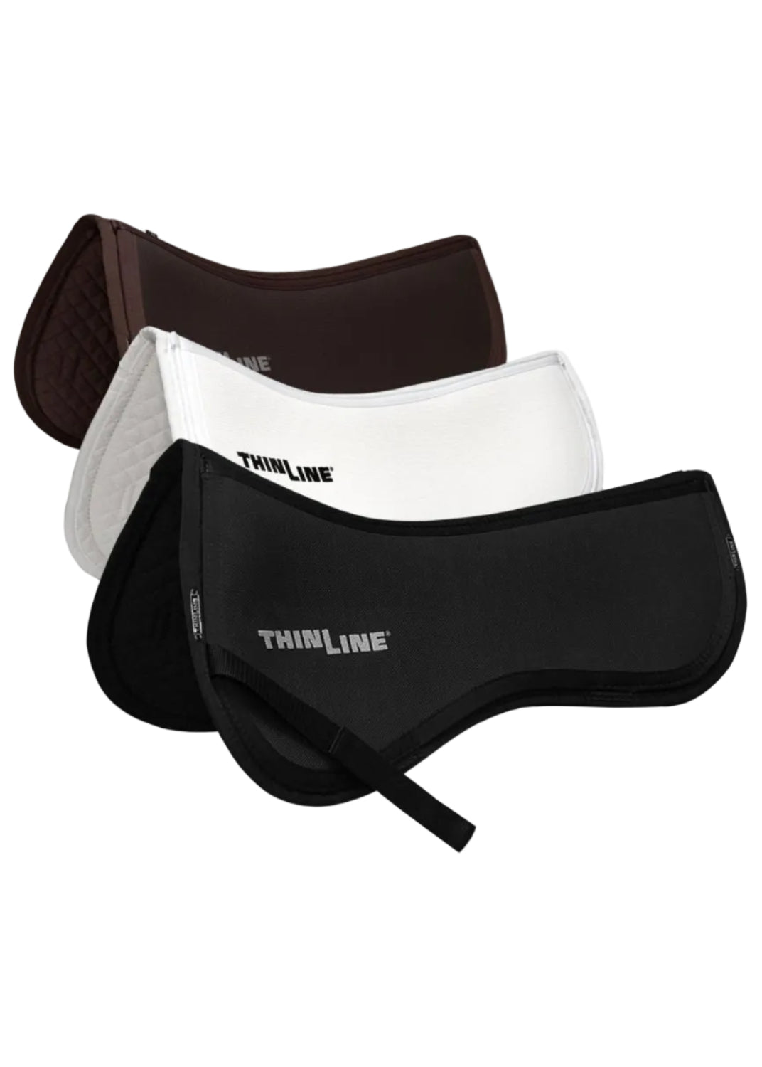ThinLine Saddle Pads: Black, White, and Brown Equestrian Half Pads for Horses - Large 18 To 19 Inch Saddle