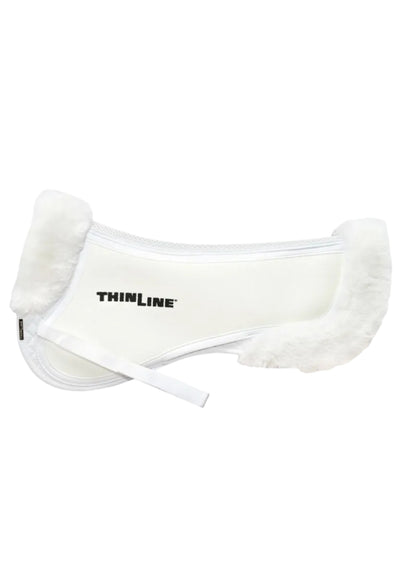 THINLINE Trifecta Half Pad with Sheepskin Rolls - White Horse Saddle Pad, Equestrian Equipment - Large