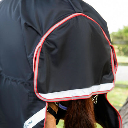 Premier Equine Titan 100g Turnout Rug Black with Snug-Fit Neck Cover - Waterproof & Lightweight Horse Rug
