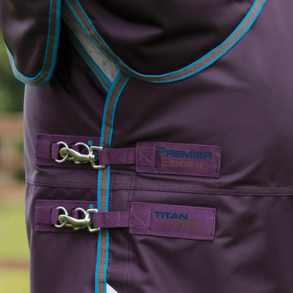 Premier Equine Titan 200g Turnout Rug Purple: Horse blanket with neck cover, equestrian equipment