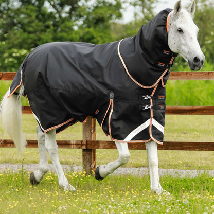 Premier Equine Titan 300g Turnout Rug - Black Horse Rug with Snug-Fit Neck Cover