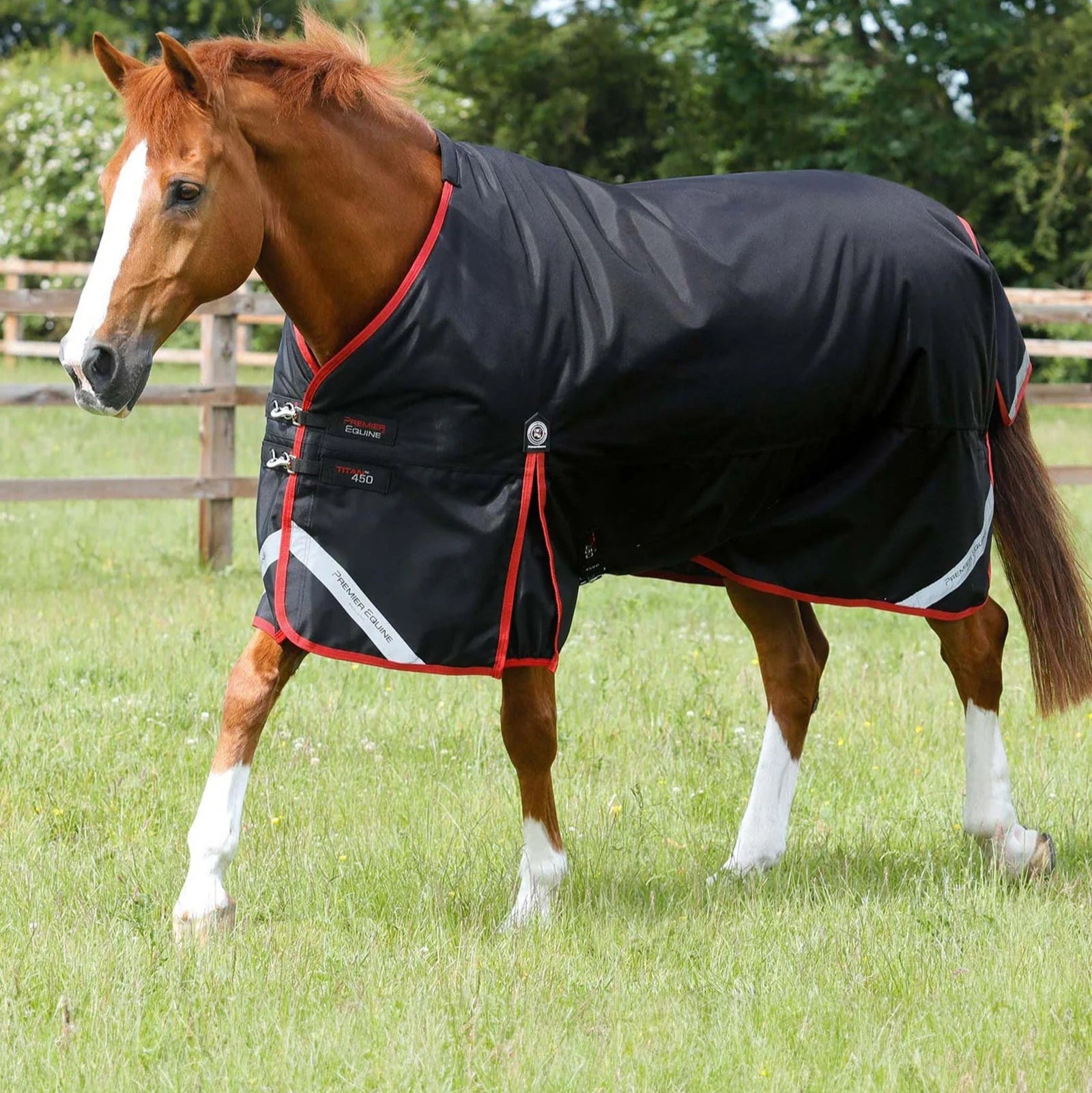 PREMIER EQUINE TITAN 450G Black Horse Turnout Rug - Heavyweight, Original Turnout Rug - No Neck Cover