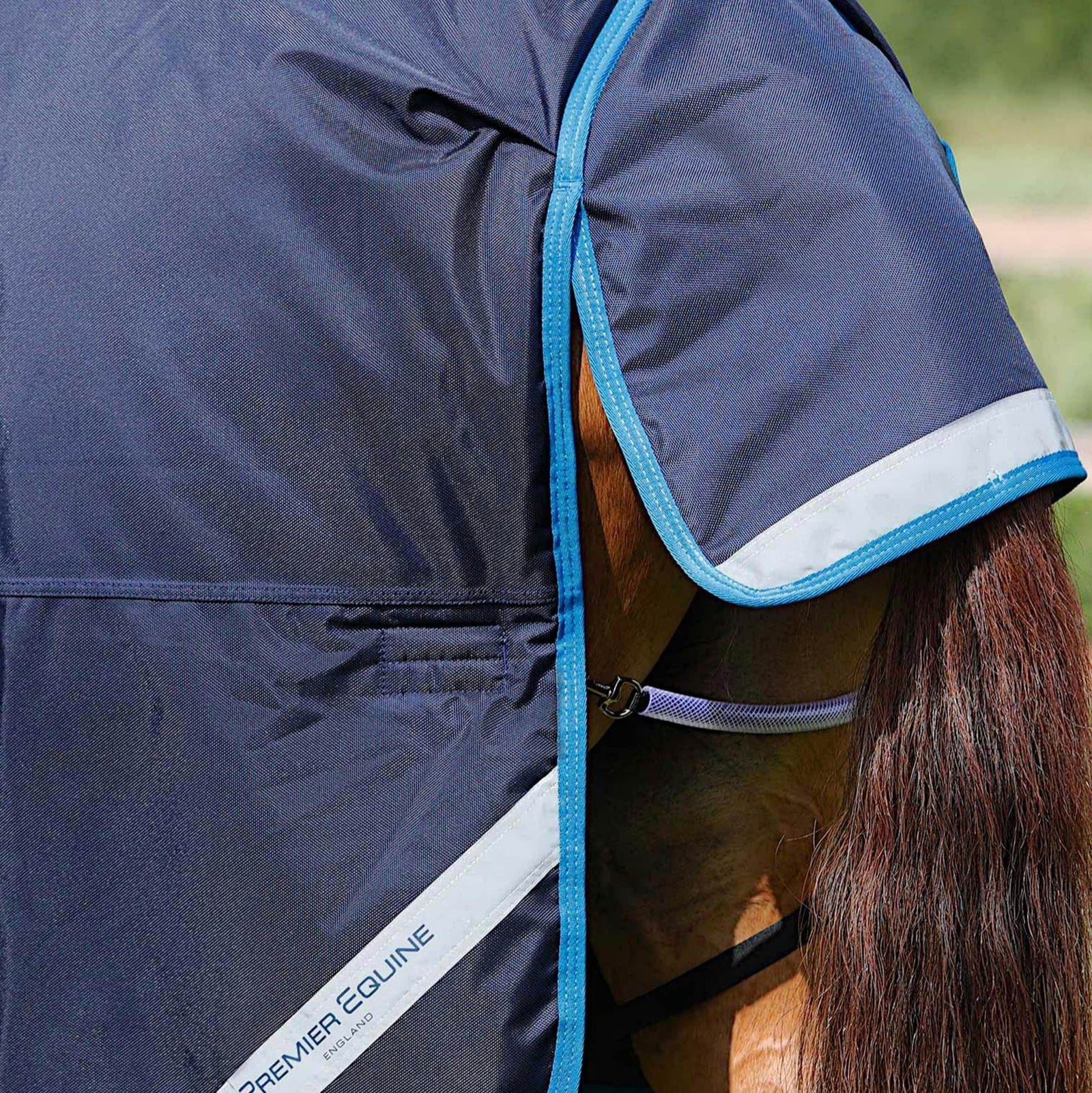 Premier Equine Titan 450g Turnout Rug - Navy Horse Blanket with Reflective Details, Heavyweight, Waterproof