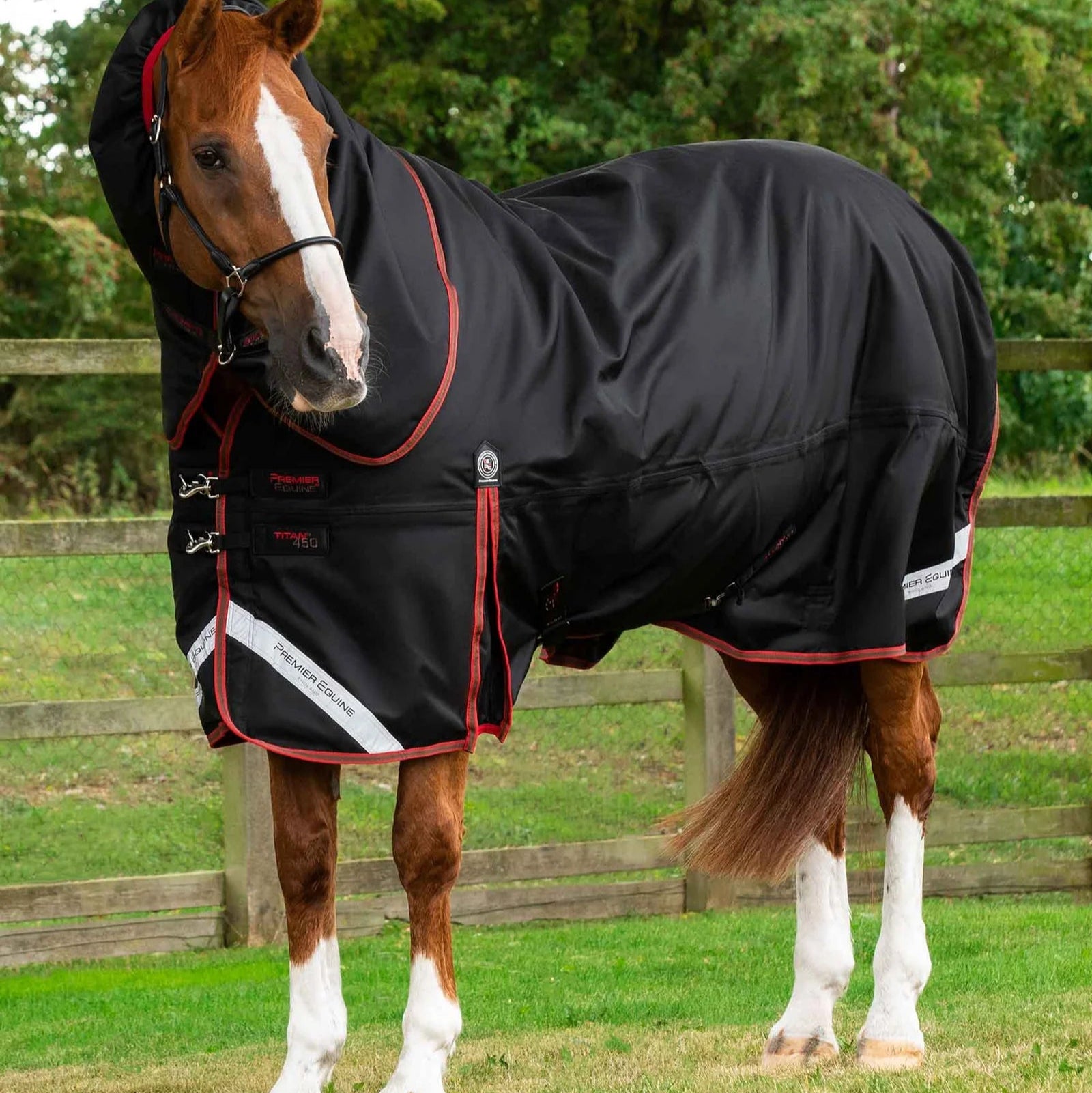 Premier Equine Titan 450g Horse Rug - Black Heavyweight Turnout Rug with Neck Cover