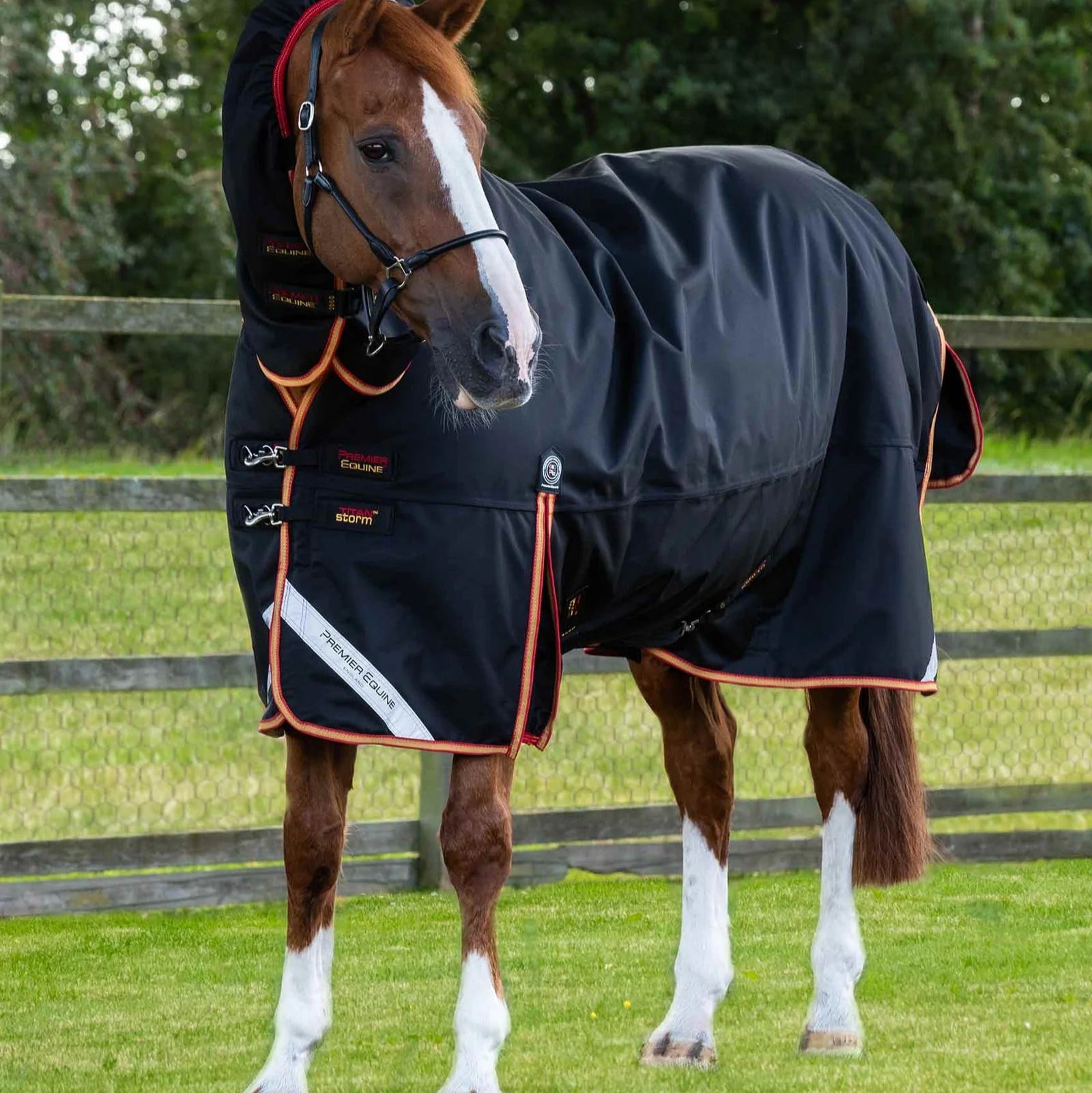 PREMIER EQUINE Titan Storm 450g Combo Turnout Rug - Heavyweight Black Horse Rug with Snug-Fit Neck Cover