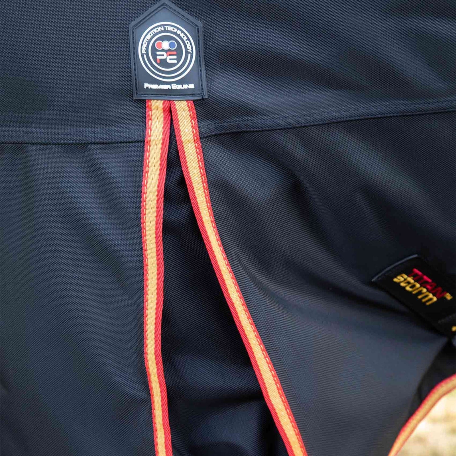 Premier Equine Titan Storm 450g Combo Turnout Rug - Black horse rug with snug fit neck cover.