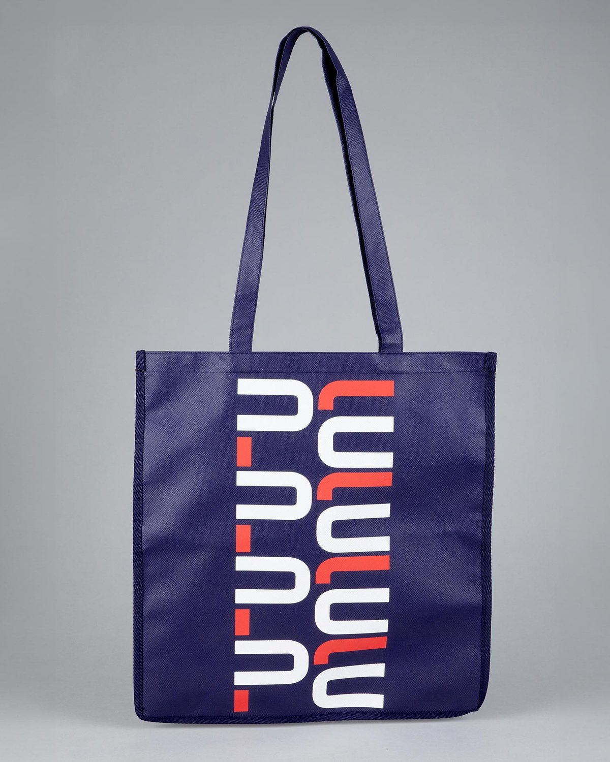 PREMIER EQUINE PE TOTE BAG NAVY: Navy blue tote bag with "LULU" graphic from Equiflair. Eco-friendly reusable shopping bag.