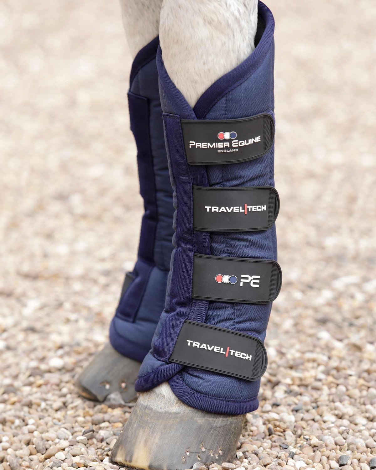 Premier Equine Travel-Tech Navy Travel Boots for Horses: Secure, Quilted Protection for Horse Legs During Transport