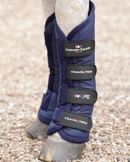 Premier Equine Travel-Tech Navy Travel Boots for Horses: Secure, Quilted Protection for Horse Legs During Transport