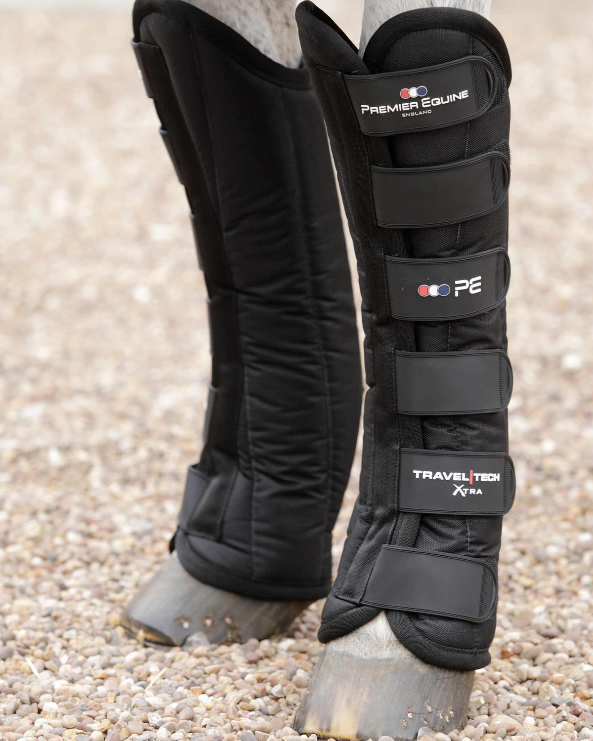 Premier Equine Travel-Tech Xtra Black Horse Travel Boots - Protection for Horses During Transportation