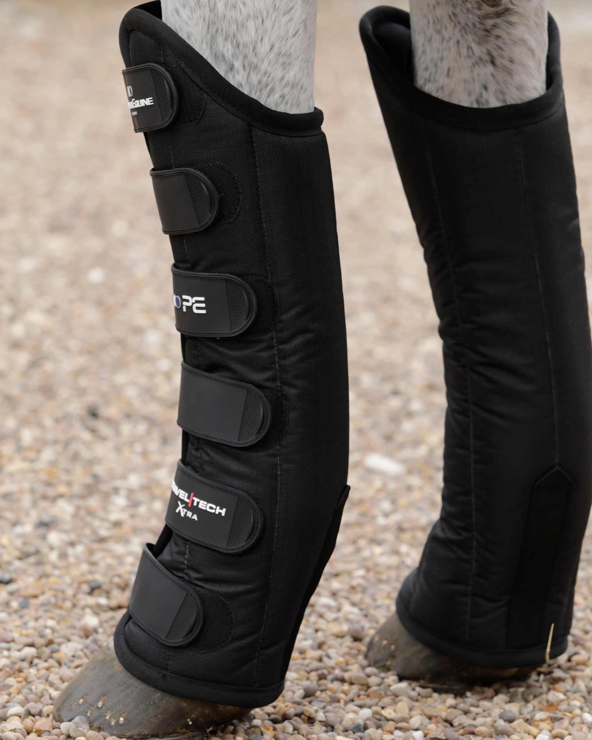 PREMIER EQUINE TRAVEL-TECH XTRA Horse Travel Boots Black | Equiflair | Horse Leg Protection, Ripstop Polyester with Velcro Straps