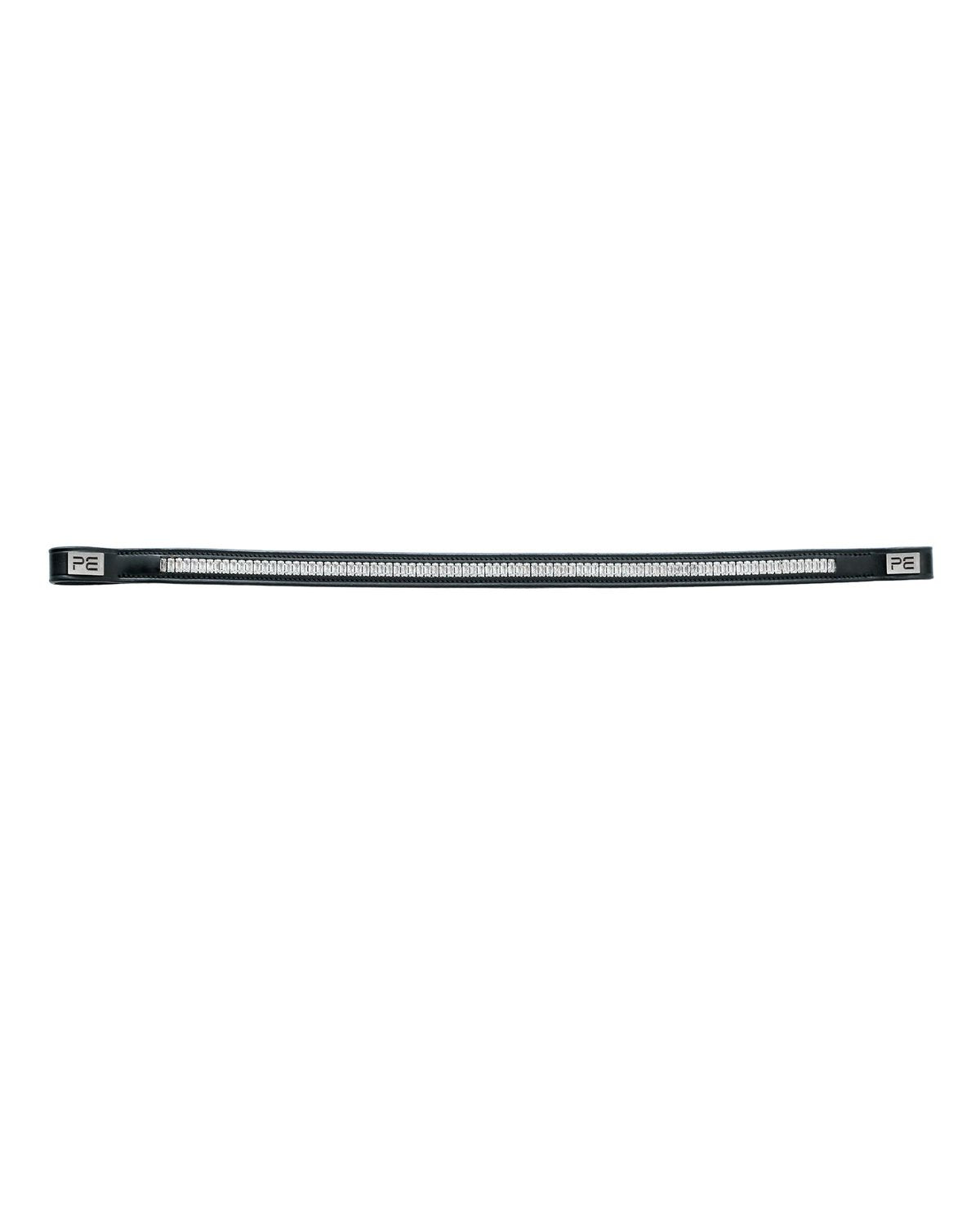 PREMIER EQUINE TROVARE Crystal Browband - Black Italian Leather Horse Browband for Bridle