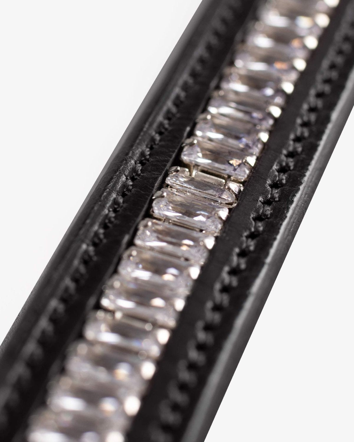 PREMIER EQUINE black leather crystal browband for horses | Equine glamour