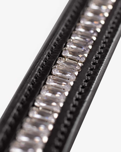 PREMIER EQUINE black leather crystal browband for horses | Equine glamour