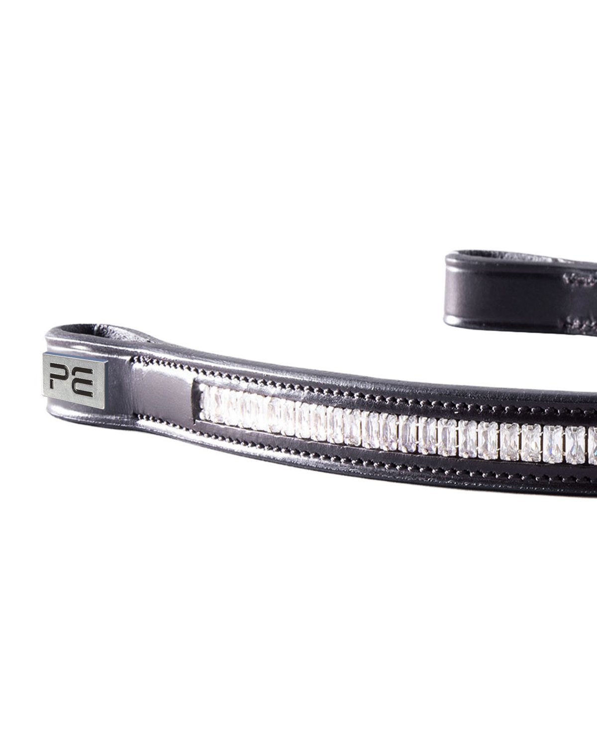 Premier Equine Trovare Crystal Browband Black: Shimmering Italian Leather Bridle Accessory with Sparkling Crystals, Equiflair