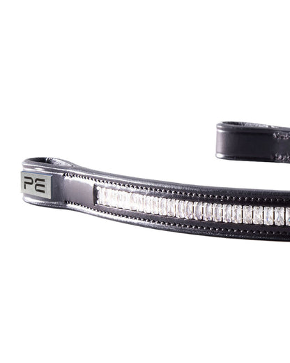 Premier Equine Trovare Crystal Browband Black: Shimmering Italian Leather Bridle Accessory with Sparkling Crystals, Equiflair