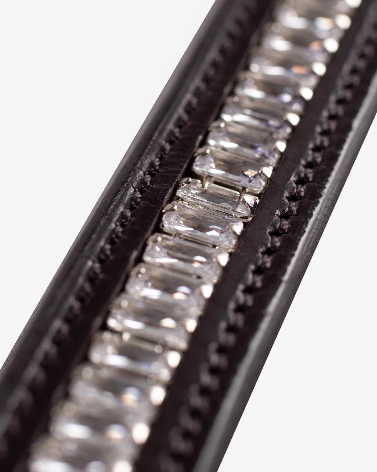 PREMIER EQUINE TROVARE Crystal Browband Brown Leather - Equestrian Horse Brow Band with Shimmering Crystals