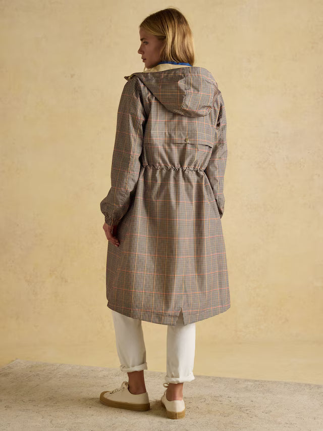 JOULES Holkham Henson Check Jacket: Waterproof, Packable Plaid Women's Hooded Coat
