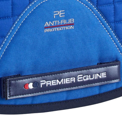 Premier Equine Saddle Pad Royal Blue. GP/Jump Anti-Rub Protection. Quality Equestrian Gear