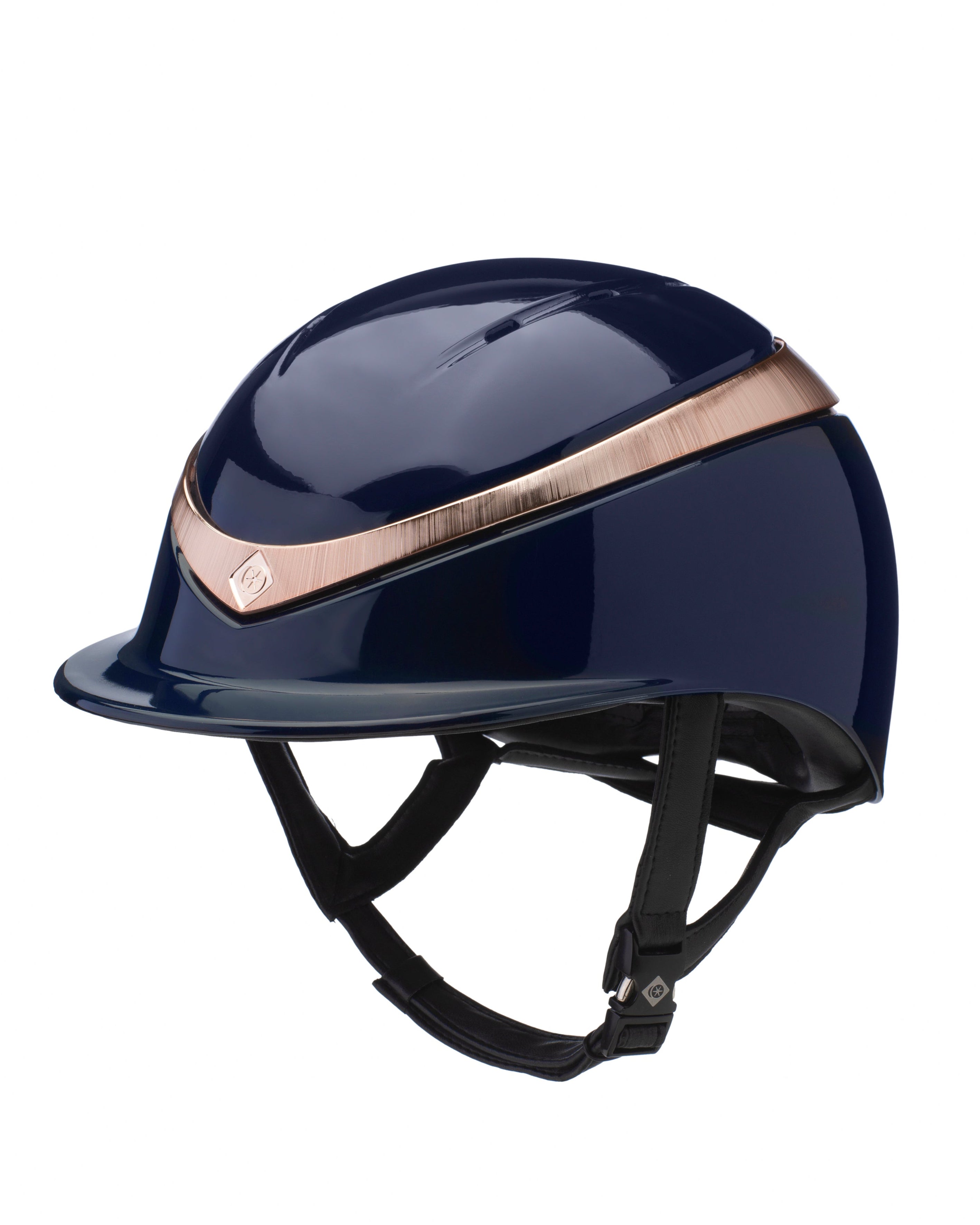 Charles Owen Halo Riding Helmet - Navy/Rose Gold Gloss Equestrian Helmet