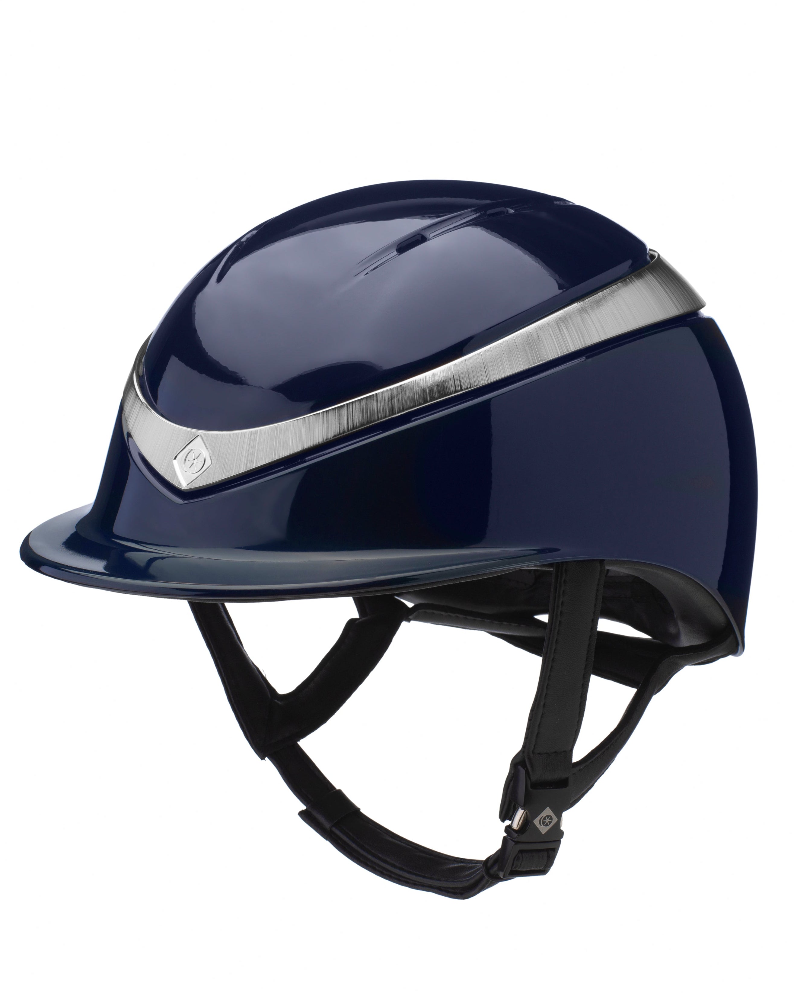 Charles Owen Halo Riding Helmet Navy/Platinum Gloss | Equestrian Safety Gear