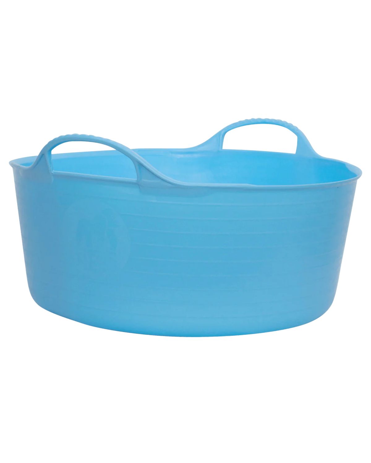 Red Gorilla Shallow Tub - Baby Blue. Flexible 15L plastic bucket for gardening, feeding, storage. Durable tub with handles.