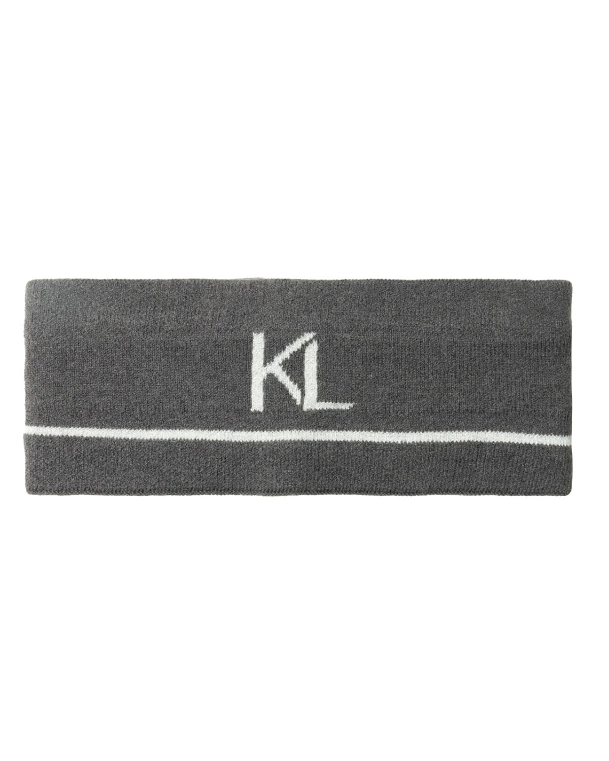 KINGSLAND KLVIDALIA Grey Knitted Headband for Ladies with KL Logo and White Stripe - Equiflair