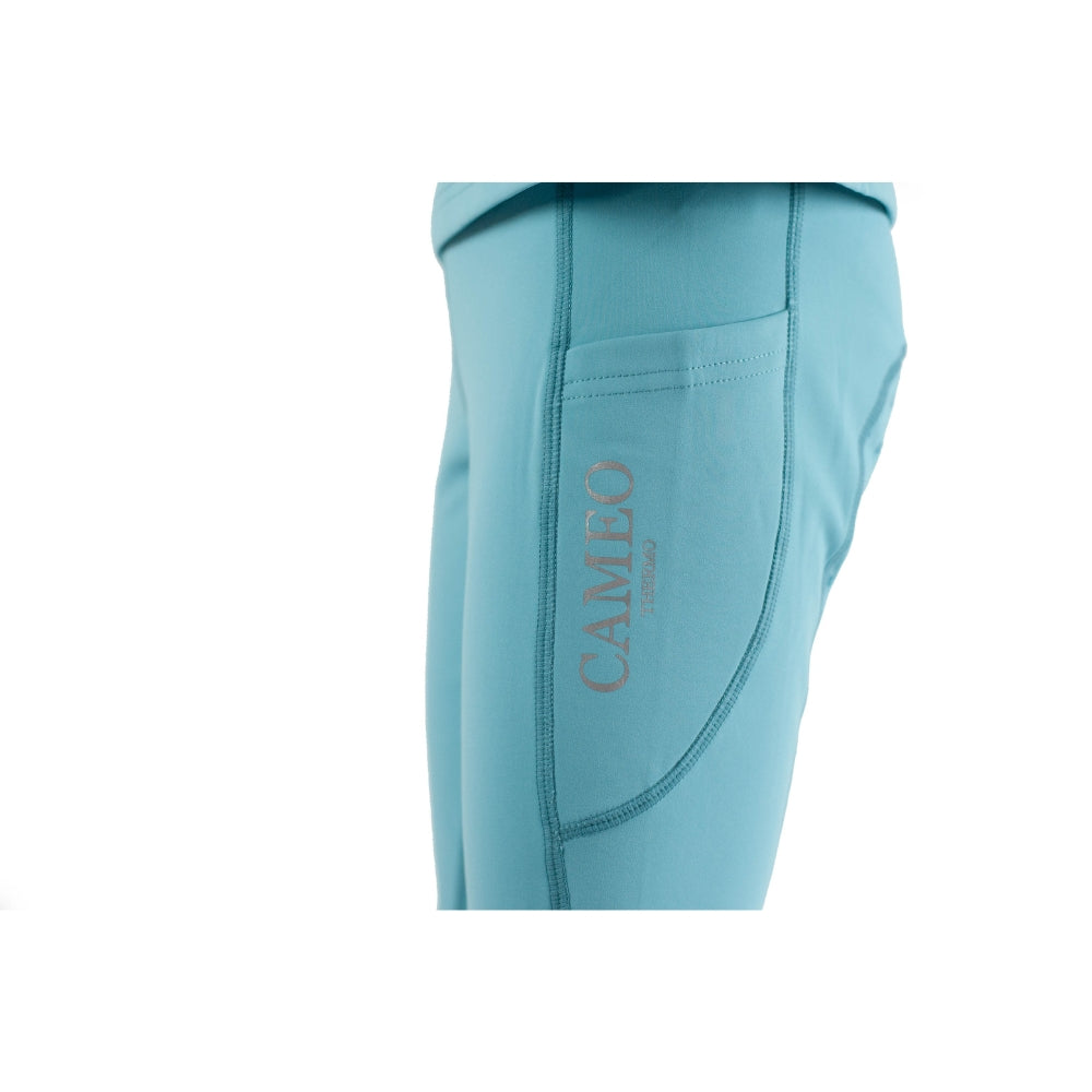 CAMEO Junior Thermo Riding Tights Cornflower - Equiflair: Equestrian Leggings with Pocket, Knee Silicone